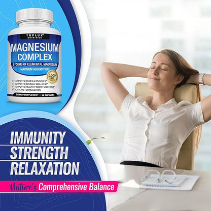 Magnesium Complex - 8 Essential Magnesium Supplement 1000mg, 90 Capsules