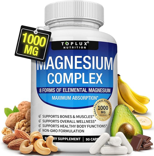 Magnesium Complex - 8 Essential Magnesium Supplement 1000mg, 90 Capsules