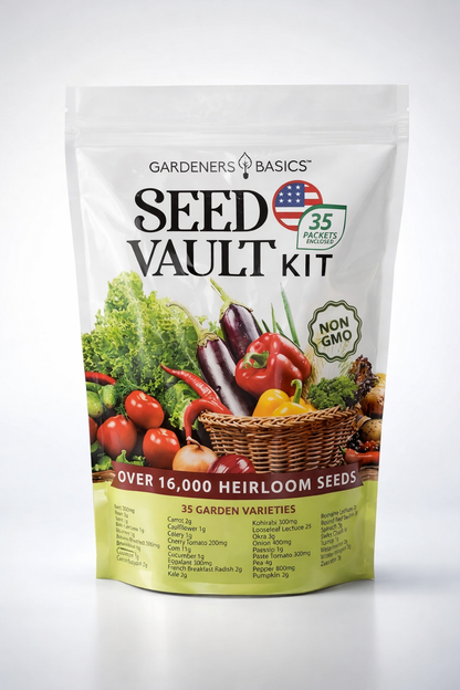 Vegetable Seed Vault Kit – 35 Heirloom Non-GMO Vegetable Seeds for Gardening & Survival Food Storage