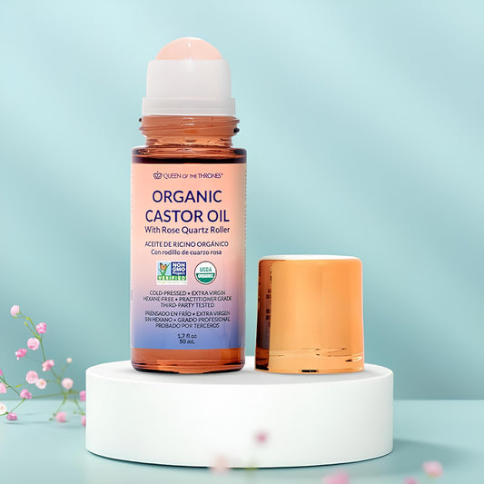 Organic Golden Castor Oil Roll-On with Rose Quartz